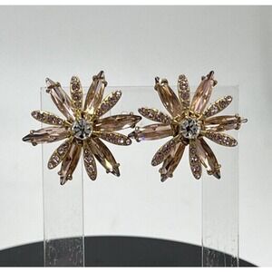 J. Crew Factory Gold and Blush Floral Crystal Earrings